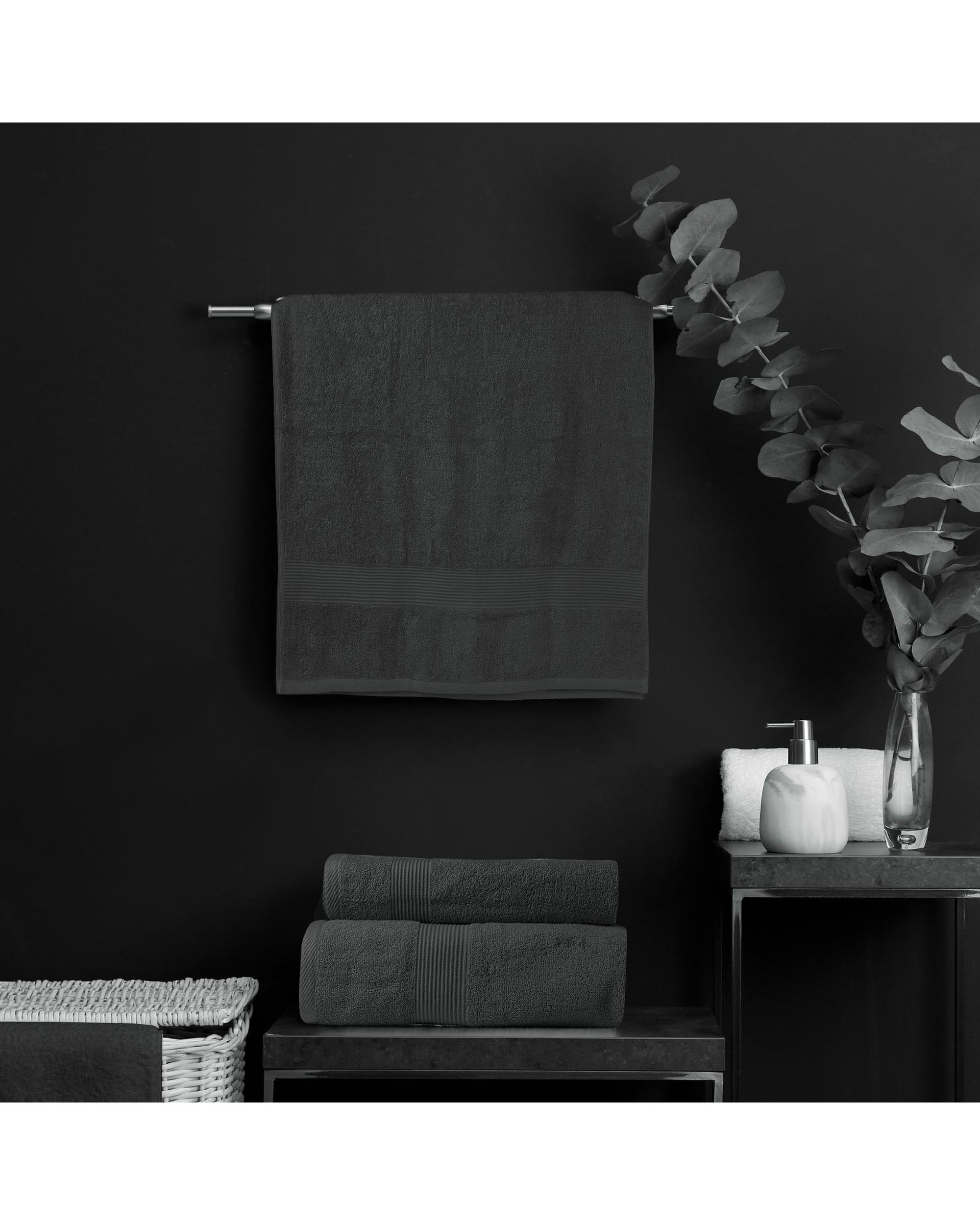 Royal Comfort 5 Piece Cotton Bamboo Towel Set 450GSM Luxurious Absorbent Plush  Granite Royal Comfort