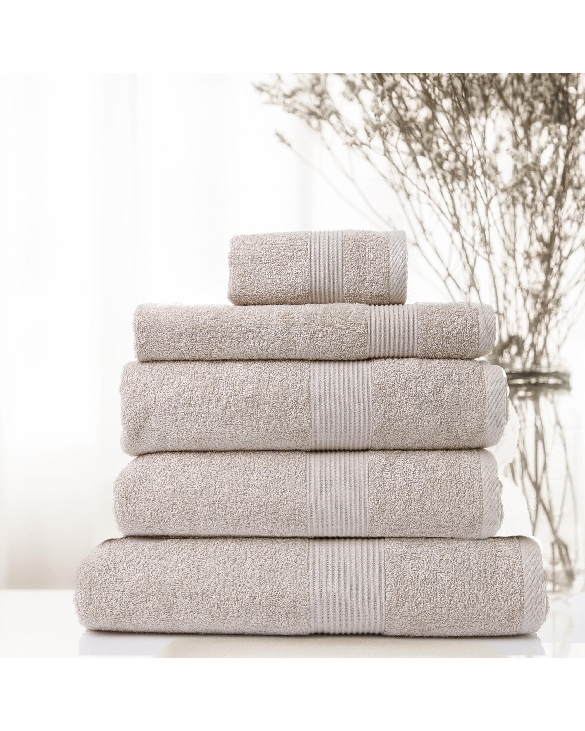 Royal Comfort 5 Piece Cotton Bamboo Towel Set 450GSM Luxurious Absorbent Plush  Beige Royal Comfort
