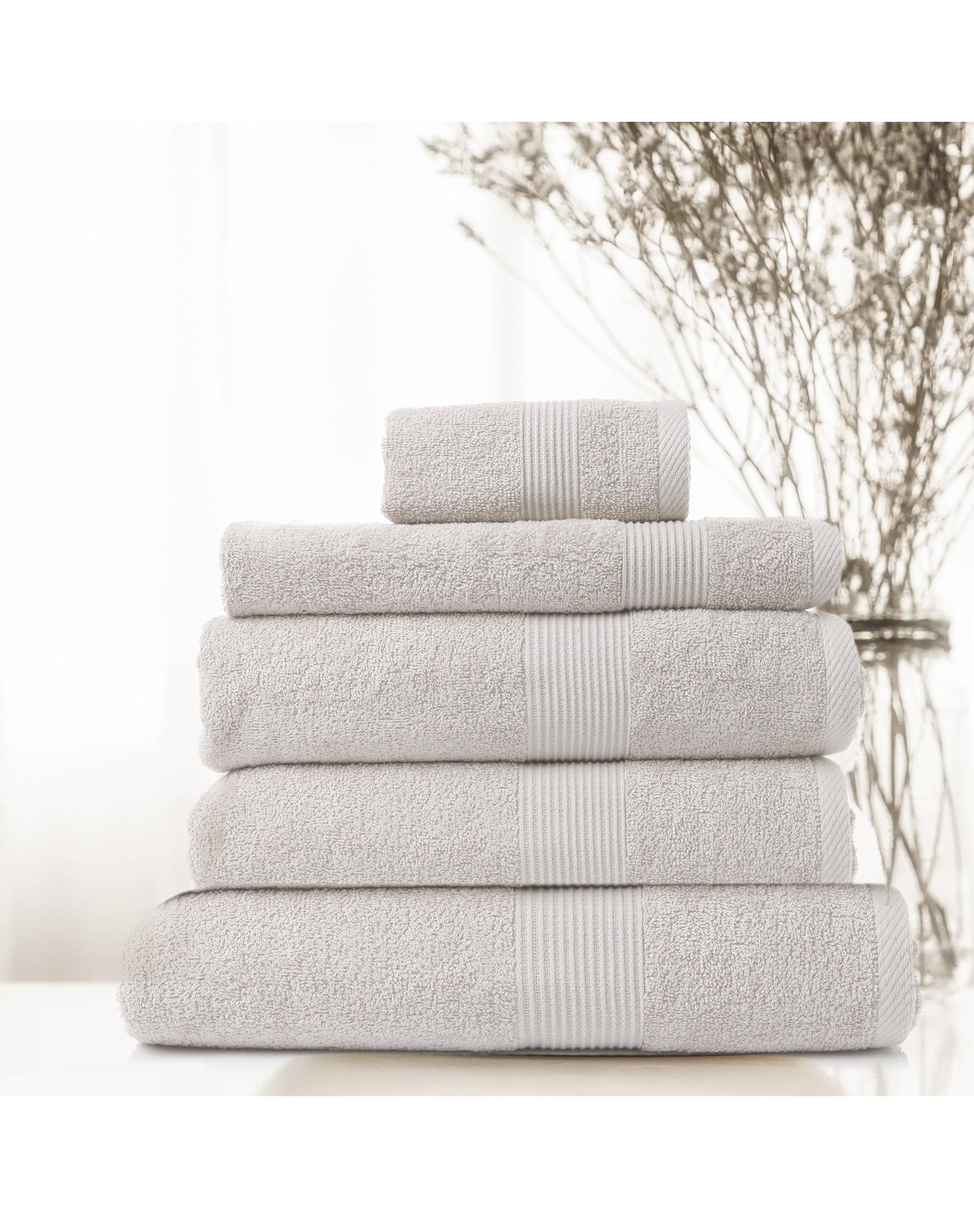 Royal Comfort 5 Piece Cotton Bamboo Towel Set 450GSM Luxurious Absorbent Plush  Sea Holly Royal Comfort