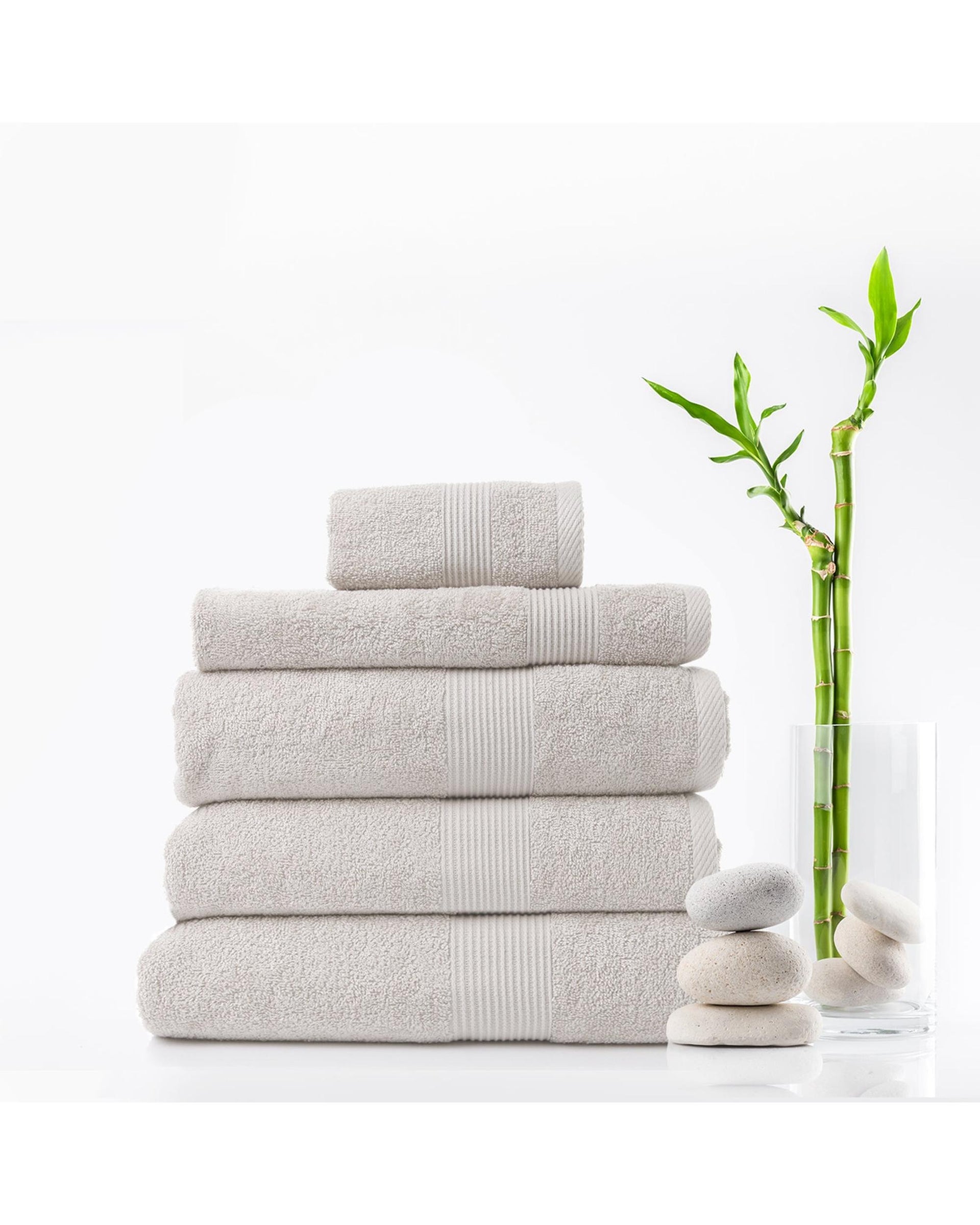 Royal Comfort 5 Piece Cotton Bamboo Towel Set 450GSM Luxurious Absorbent Plush  Sea Holly Royal Comfort