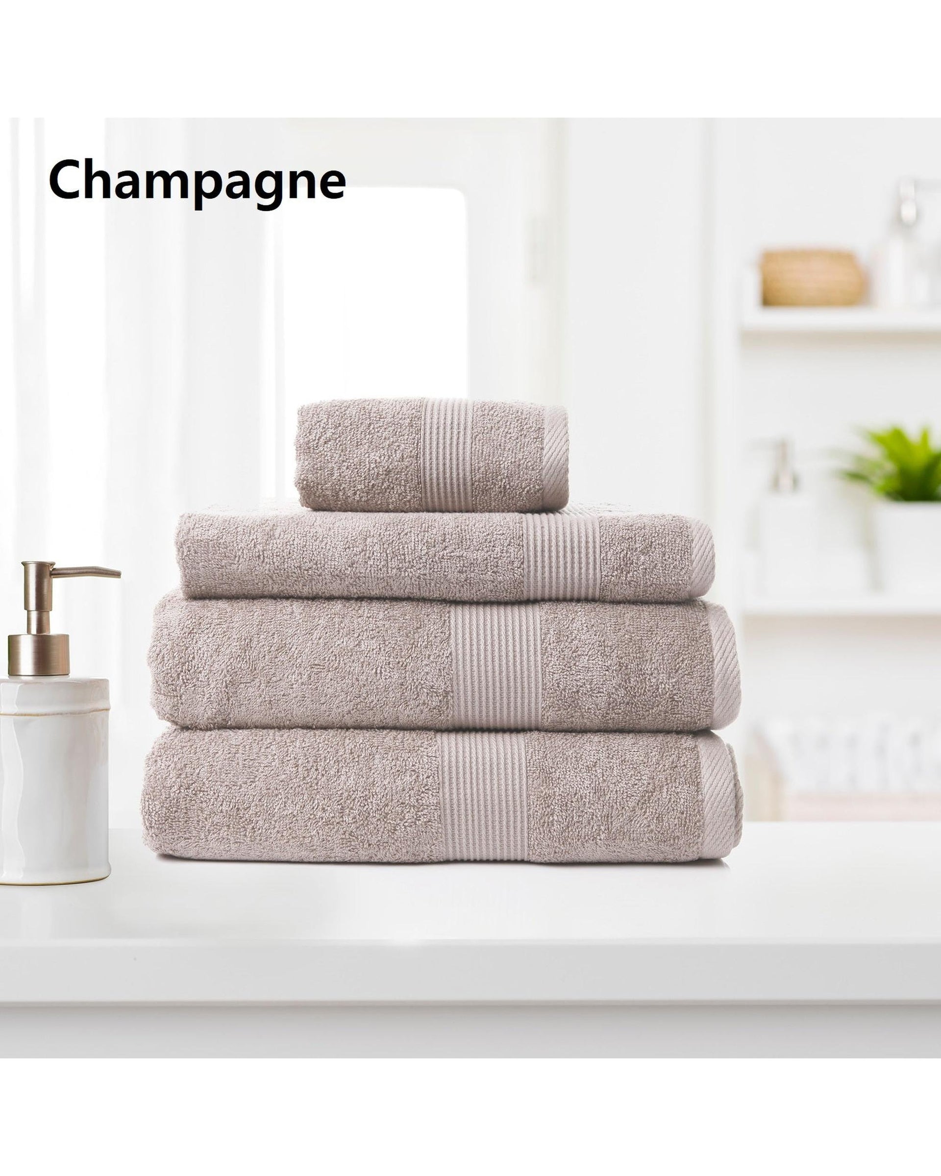 Royal Comfort 4 Piece Cotton Bamboo Towel Set 450GSM Luxurious Absorbent Plush  Champagne Royal Comfort