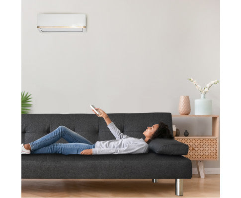 Sofia 2 in 1 Indoor Sofa Recliner Lounge Bed Fabric Seater Futon Charcoal Casa Decor