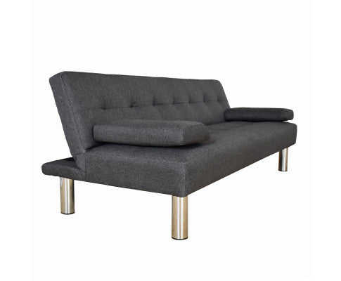 Sofia 2 in 1 Indoor Sofa Recliner Lounge Bed Fabric Seater Futon Charcoal Casa Decor