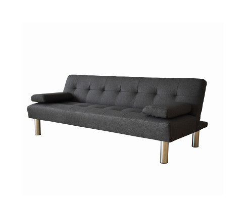 Sofia 2 in 1 Indoor Sofa Recliner Lounge Bed Fabric Seater Futon Charcoal Casa Decor
