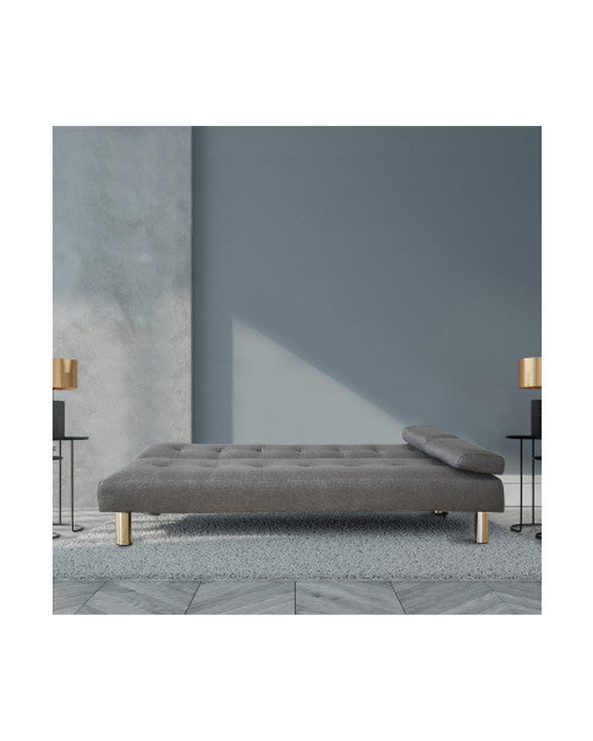 2 in 1 Indoor Sofa Recliner Lounge Bed Fabric Seater Futon Grey Milano Decor