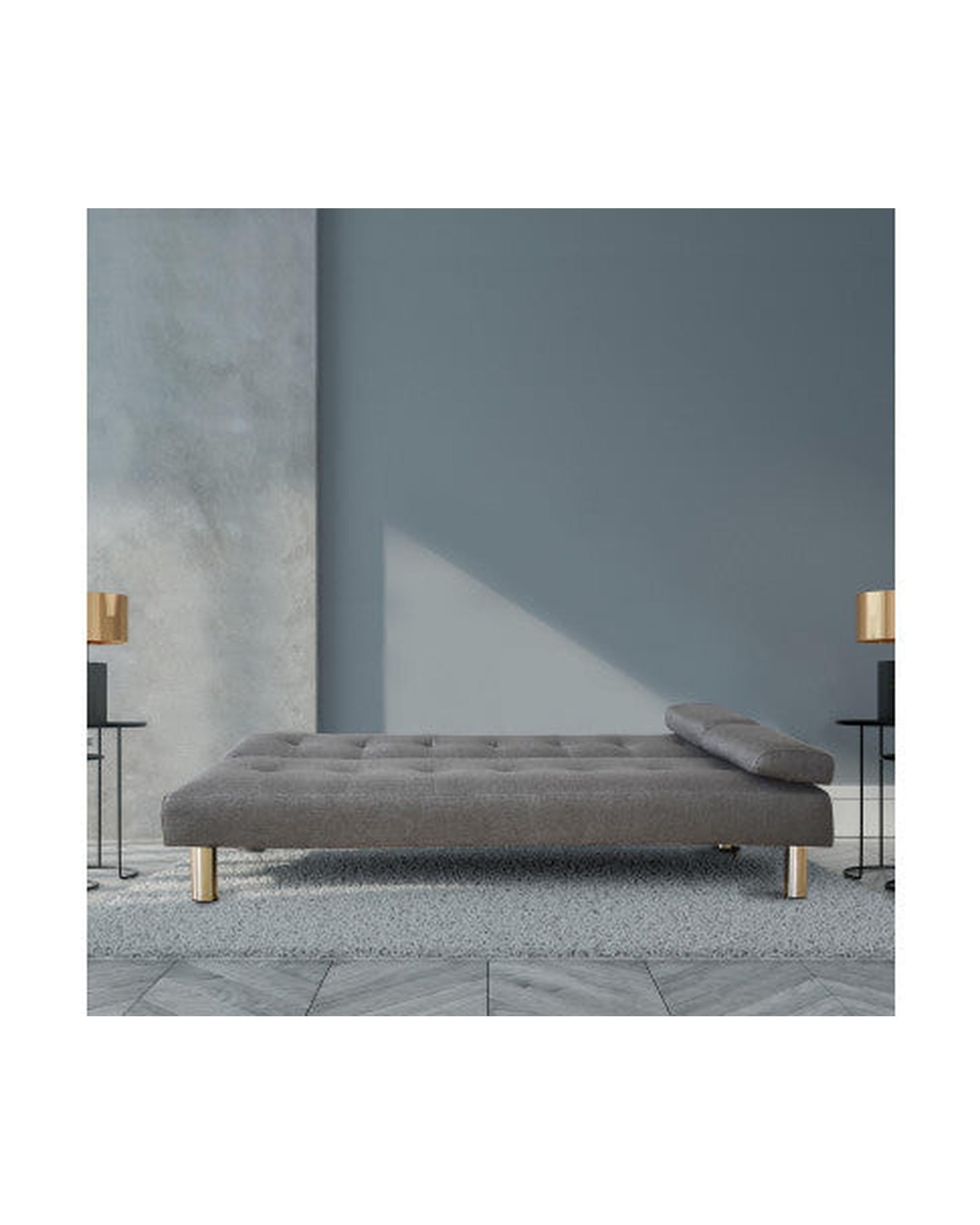 2 in 1 Indoor Sofa Recliner Lounge Bed Fabric Seater Futon Grey Milano Decor