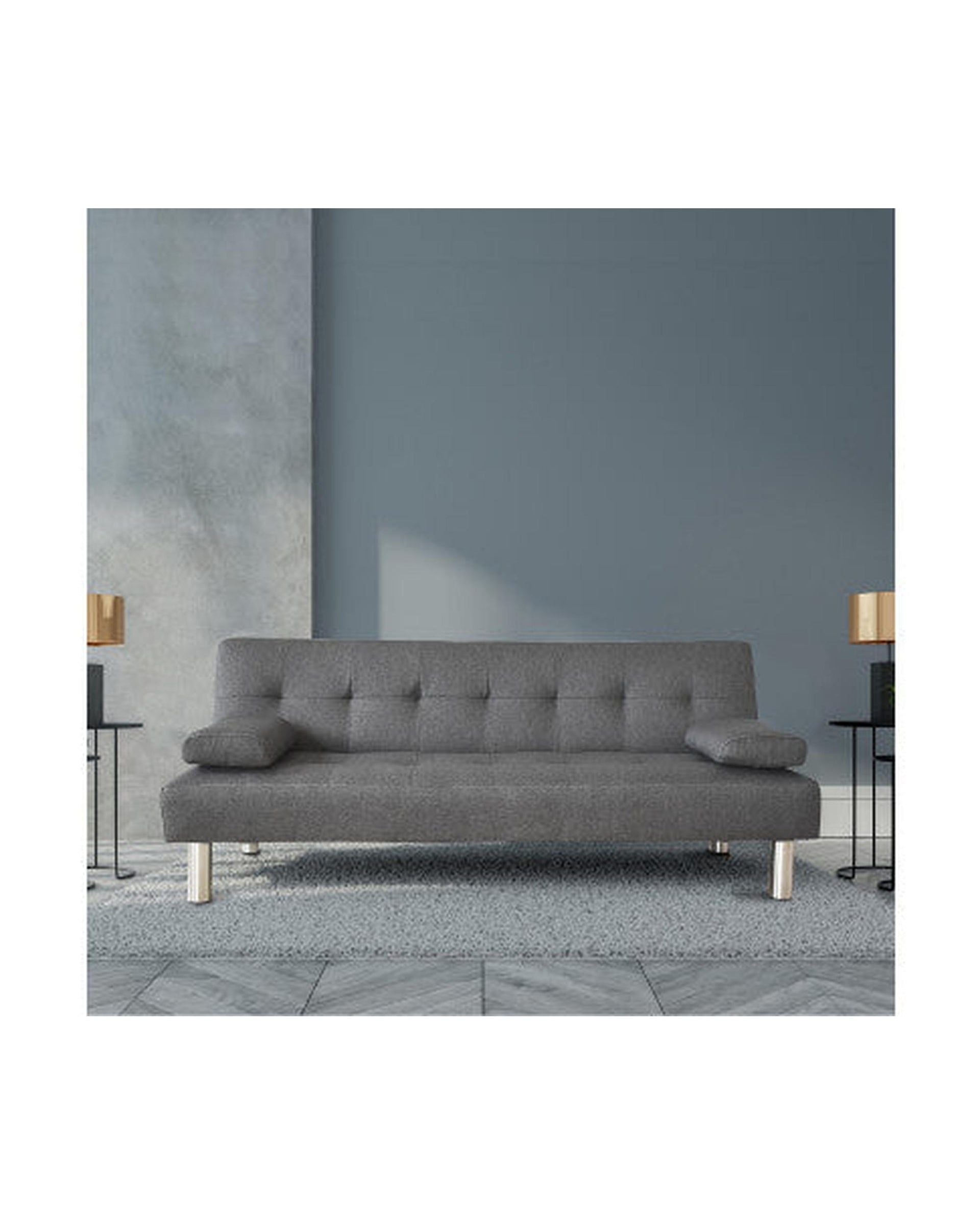 2 in 1 Indoor Sofa Recliner Lounge Bed Fabric Seater Futon Grey Milano Decor