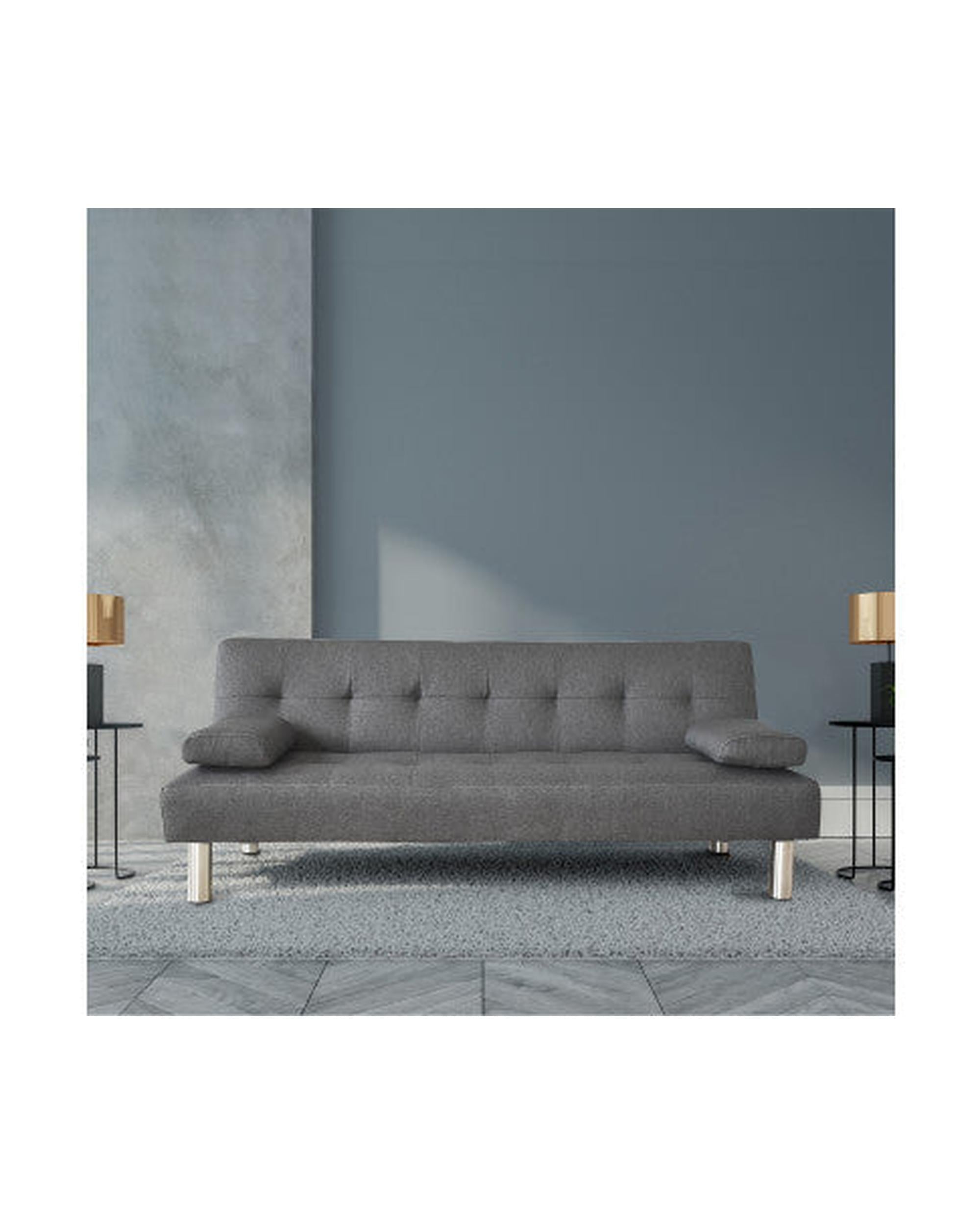 2 in 1 Indoor Sofa Recliner Lounge Bed Fabric Seater Futon Grey Milano Decor