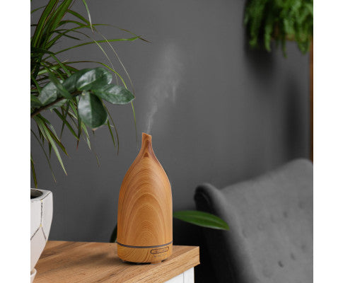 Aroma Diffuser 100ml Ultrasonic Humidifier Purifier And 3 Pack Oils - Light Wood Milano Decor
