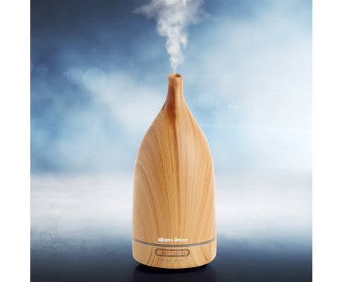 Aroma Diffuser 100ml Ultrasonic Humidifier Purifier And 3 Pack Oils - Light Wood Milano Decor