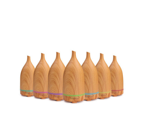 Aroma Diffuser 100ml Ultrasonic Humidifier Purifier And 3 Pack Oils - Light Wood Milano Decor