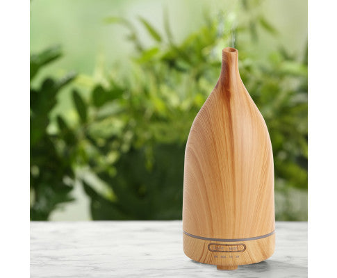 Aroma Diffuser 100ml Ultrasonic Humidifier Purifier And 3 Pack Oils - Light Wood Milano Decor