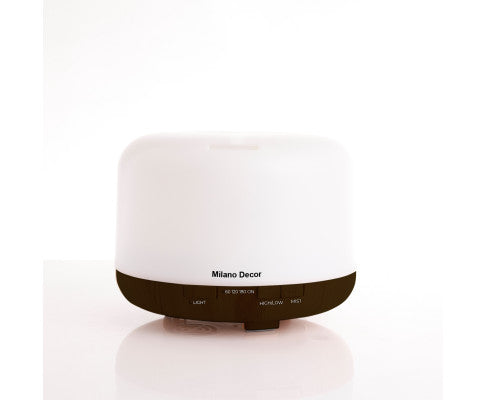 Mood Light Diffuser 500ml Ultrasonic Humidifier With 3 Pack Oils - Dark Wood Milano Decor