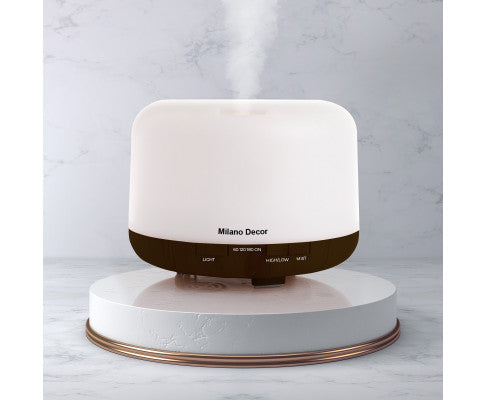 Mood Light Diffuser 500ml Ultrasonic Humidifier With 3 Pack Oils - Dark Wood Milano Decor