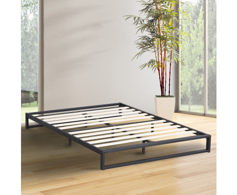 Florence Metal Bed Frame Mattress Base Platform Modern Black - BLACK Milano Decor