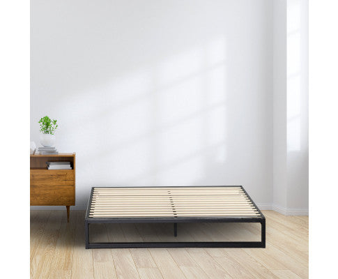 Florence Metal Bed Frame Mattress Base Platform Modern Black - BLACK Milano Decor