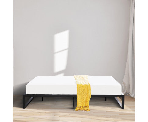 Florence Metal Bed Frame Mattress Base Platform Modern Black - BLACK Milano Decor