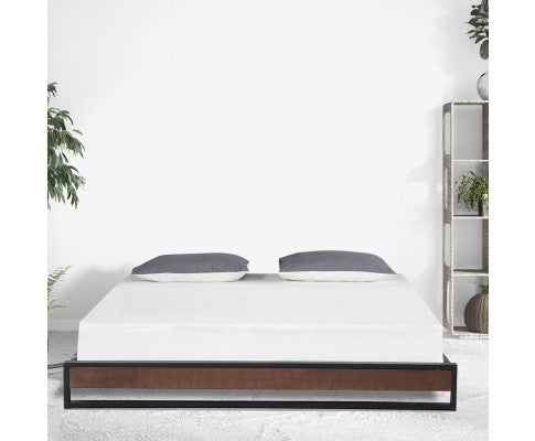 Sorrento Metal Wood Bed Frame Mattress Base Platform Modern Black Milano Decor