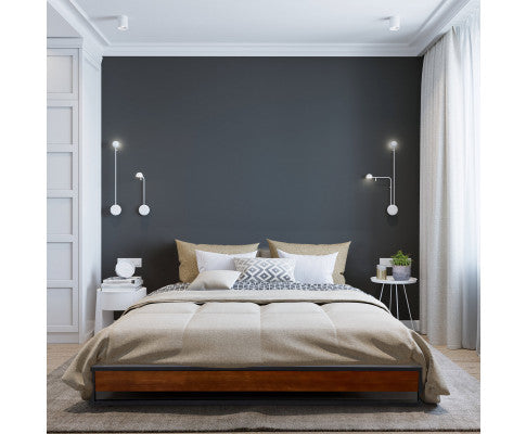 Sorrento Metal Wood Bed Frame Mattress Base Platform Modern Black Milano Decor