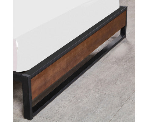 Sorrento Metal Wood Bed Frame Mattress Base Platform Modern Black Milano Decor