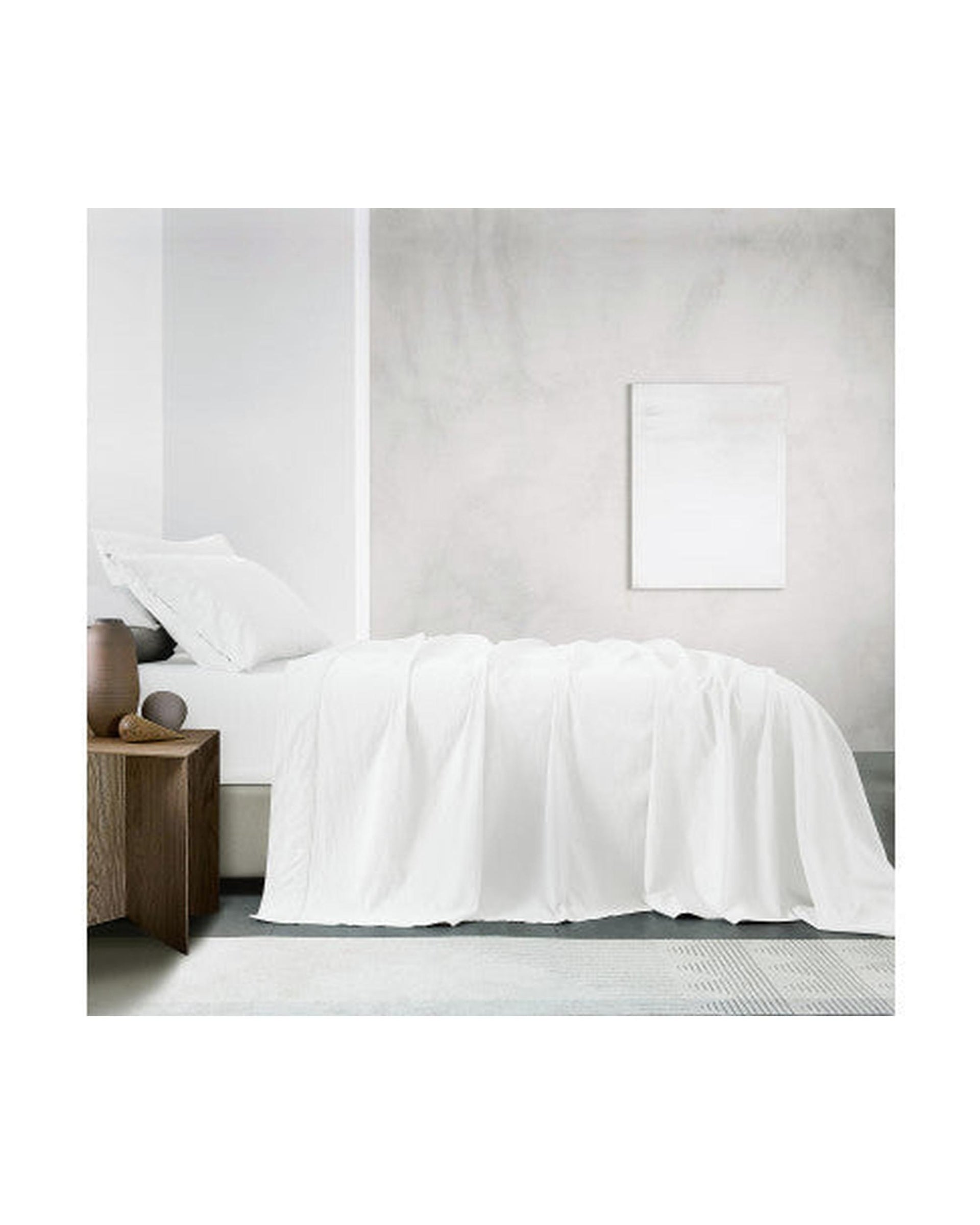 Royal Comfort Vintage Washed 100% Cotton Sheet Set Fitted Flat Sheet Pillowcases - WHITE Royal Comfort