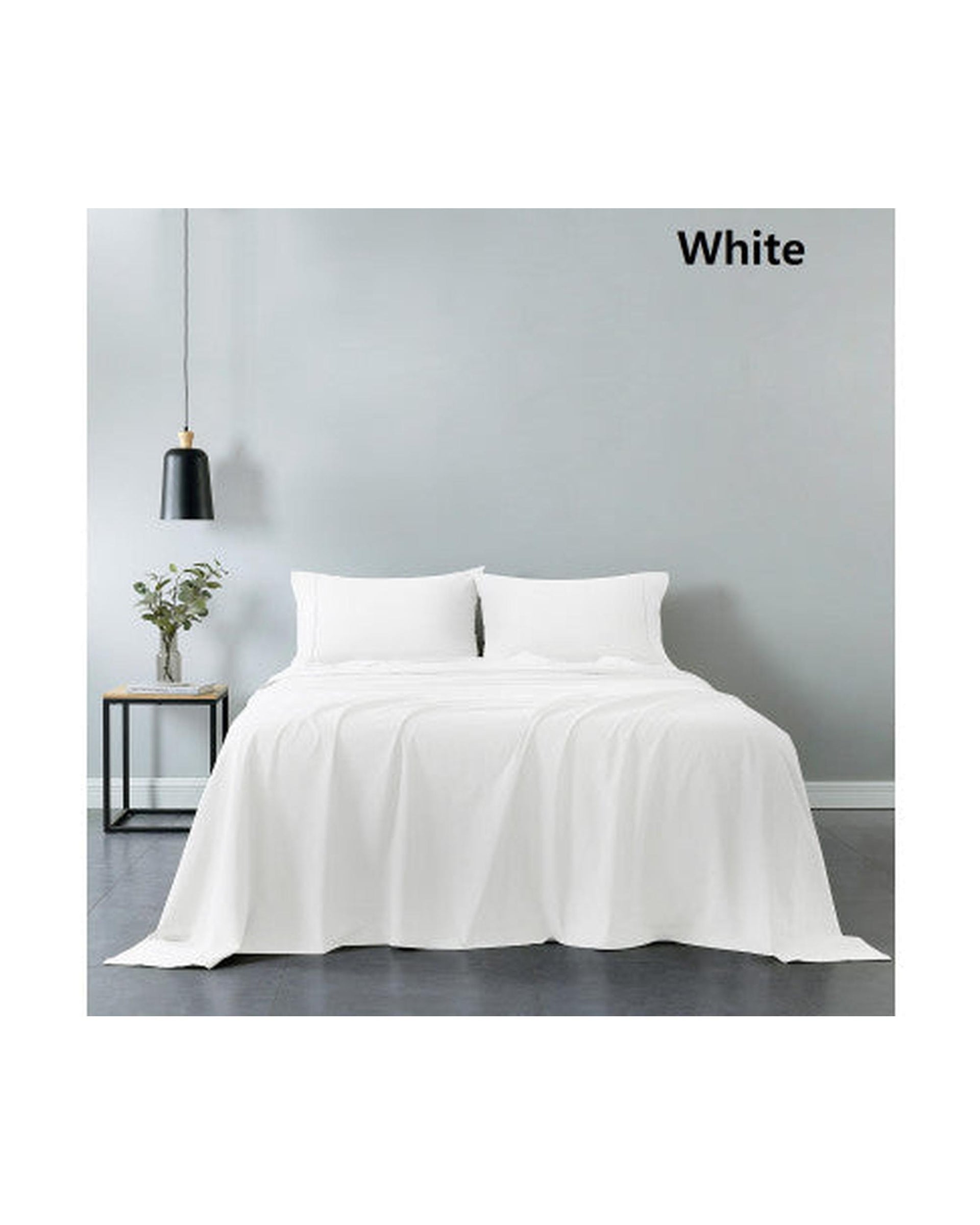 Royal Comfort Vintage Washed 100% Cotton Sheet Set Fitted Flat Sheet Pillowcases - WHITE Royal Comfort