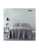 Royal Comfort Vintage Washed 100% Cotton Sheet Set Fitted Flat Sheet Pillowcases - GREY Royal Comfort