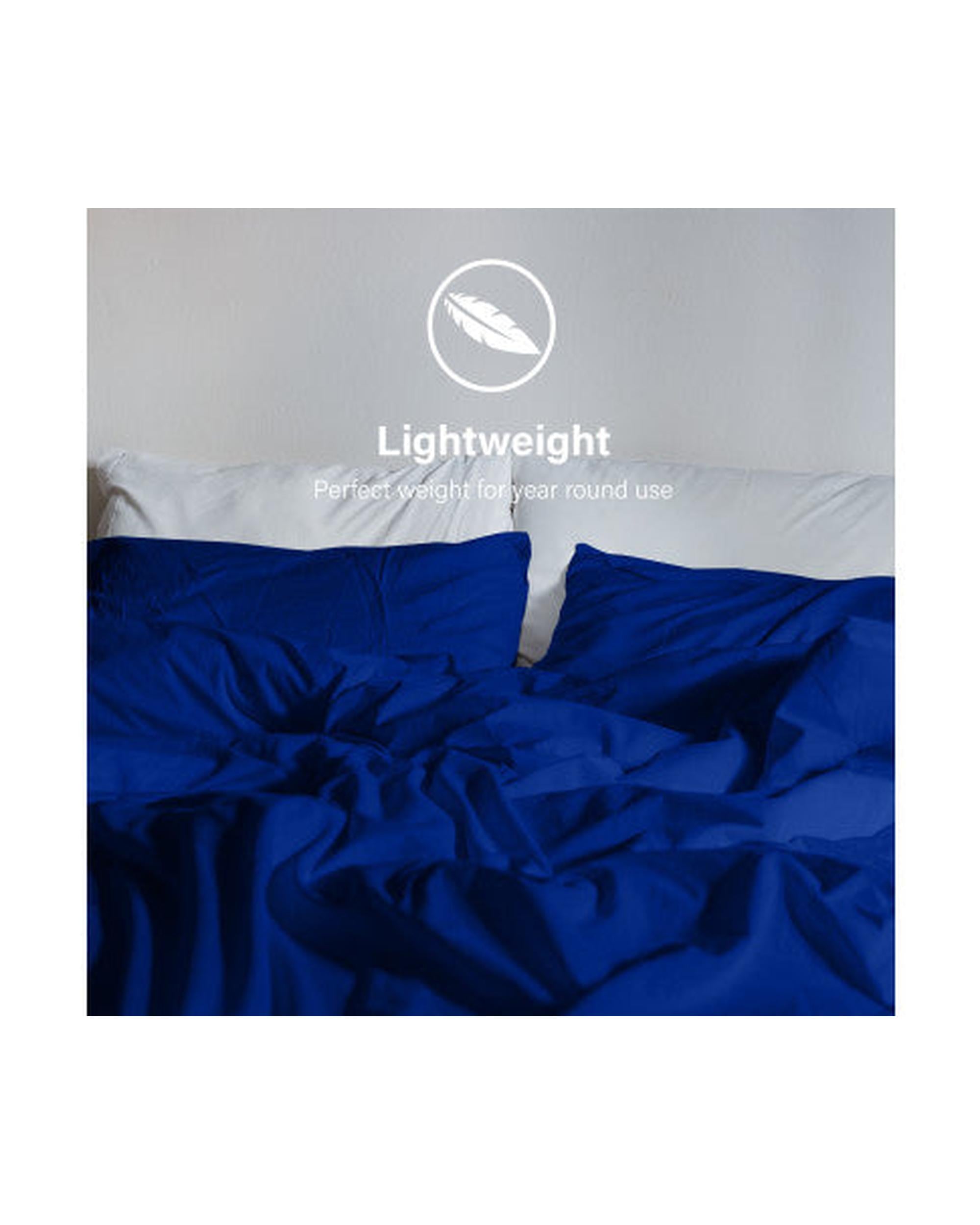 Royal Comfort Vintage Washed 100% Cotton Sheet Set Fitted Flat Sheet Pillowcases - ROYAL BLUE Royal Comfort