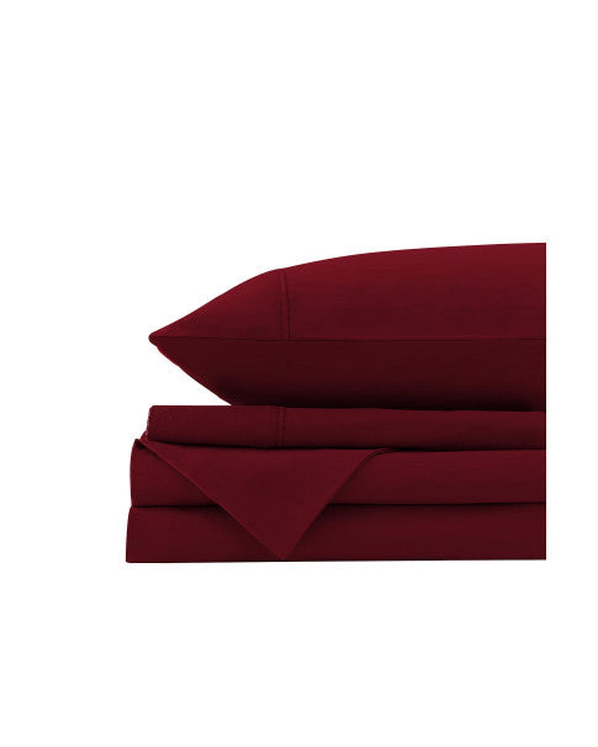 Royal Comfort Vintage Washed 100% Cotton Sheet Set Fitted Flat Sheet Pillowcases - MULLED WINE Royal Comfort