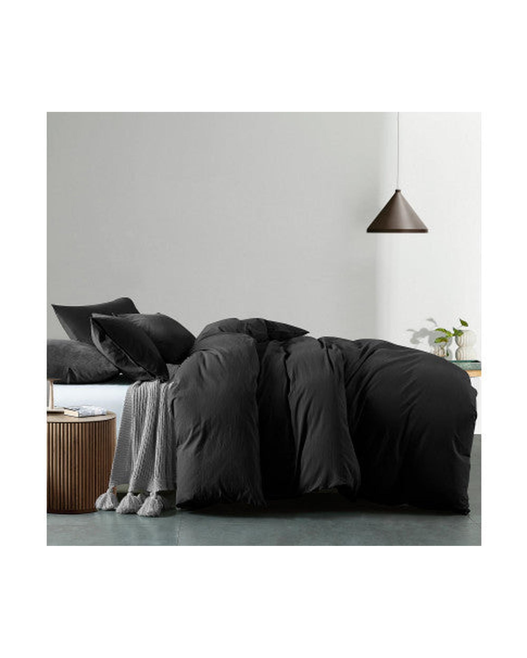 Royal Comfort Vintage Washed 100% Cotton Quilt Cover Set Bedding Ultra Soft - Charcoal Royal Comfort