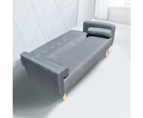 Sicily 2 in 1 Sofa Bed Charcoal 3 Seater Futon Couch Recliner Casa Decor