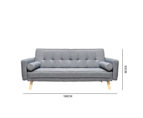 Sicily 2 in 1 Sofa Bed Charcoal 3 Seater Futon Couch Recliner Casa Decor