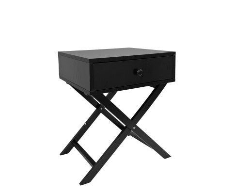 Bedside Table Surry Hills Black Storage Cabinet Bedroom - One Pack - Black Milano Decor