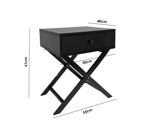 Bedside Table Surry Hills Black Storage Cabinet Bedroom - One Pack - Black Milano Decor