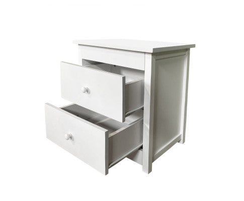 Bedside Table Byron Bay White Storage Cabinet Bedroom - One Pack - White Milano Decor