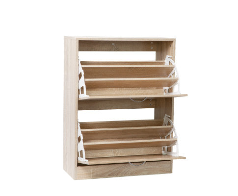 24 Pair Wooden Shoe Cabinet Drawer Storage - Oak Milano Decor