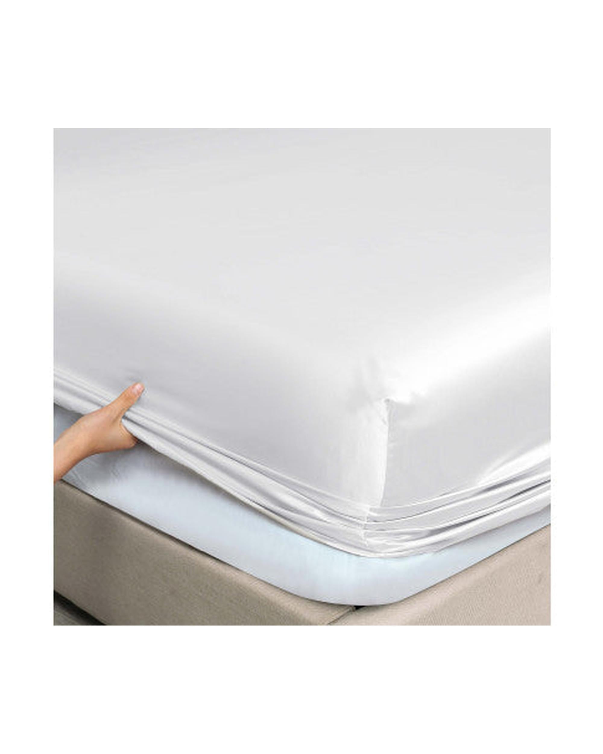 Royal Comfort Satin Sheet Set 3 Piece Fitted Flat Sheet Pillowcases - White Royal Comfort