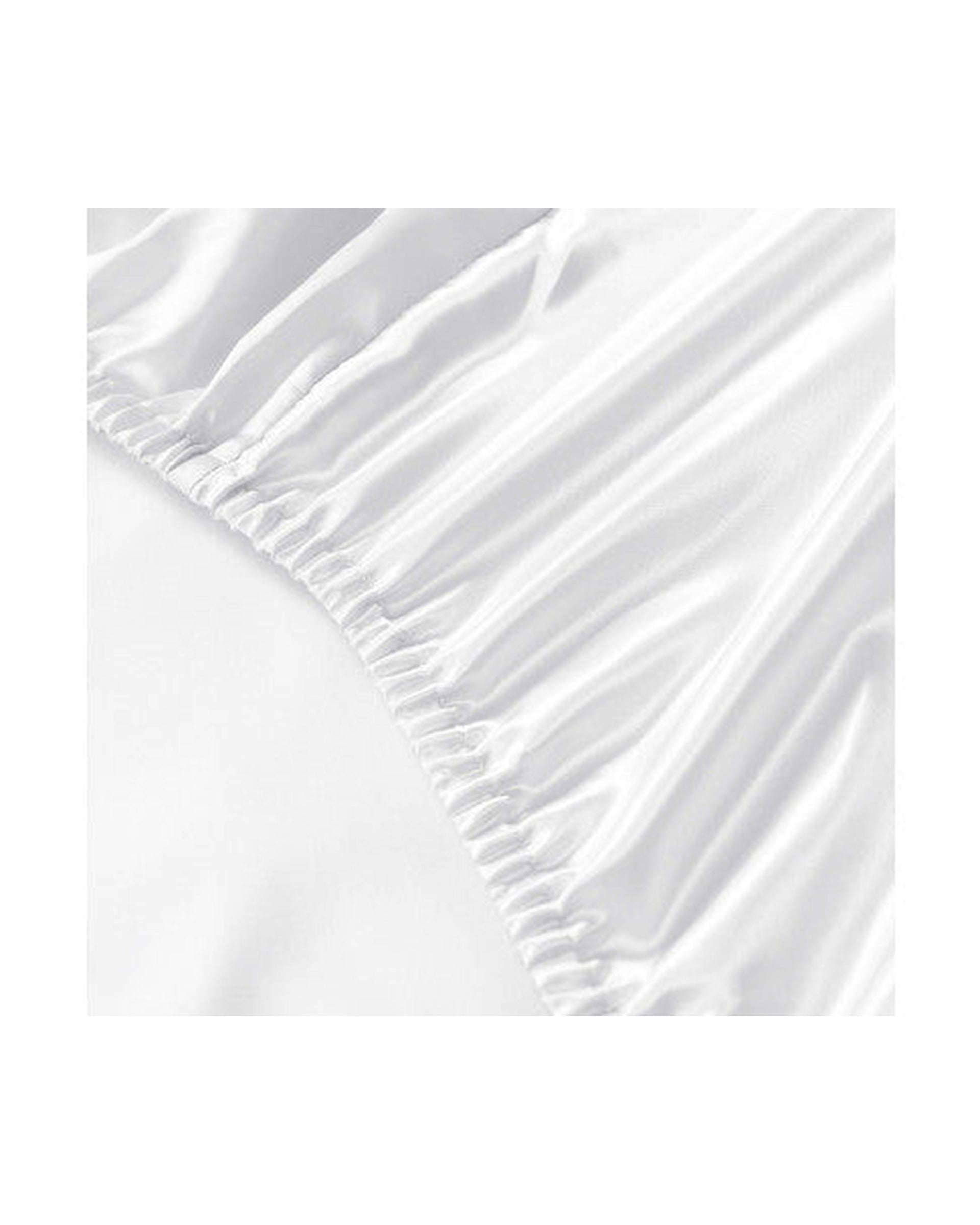 Royal Comfort Satin Sheet Set 3 Piece Fitted Flat Sheet Pillowcases - White Royal Comfort