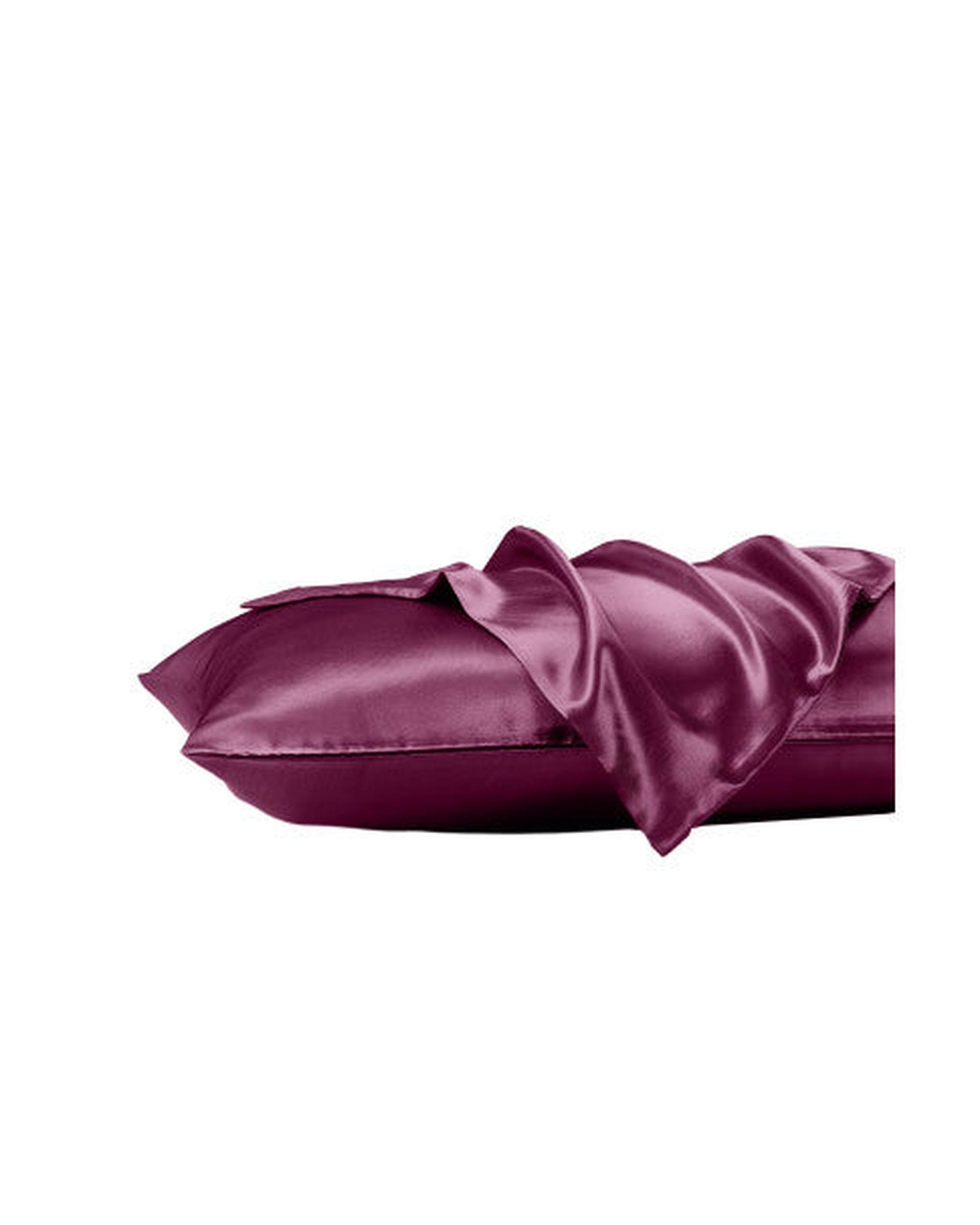 Royal Comfort Satin Sheet Set 3 Piece Fitted Flat Sheet Pillowcases - Malaga Wine Royal Comfort