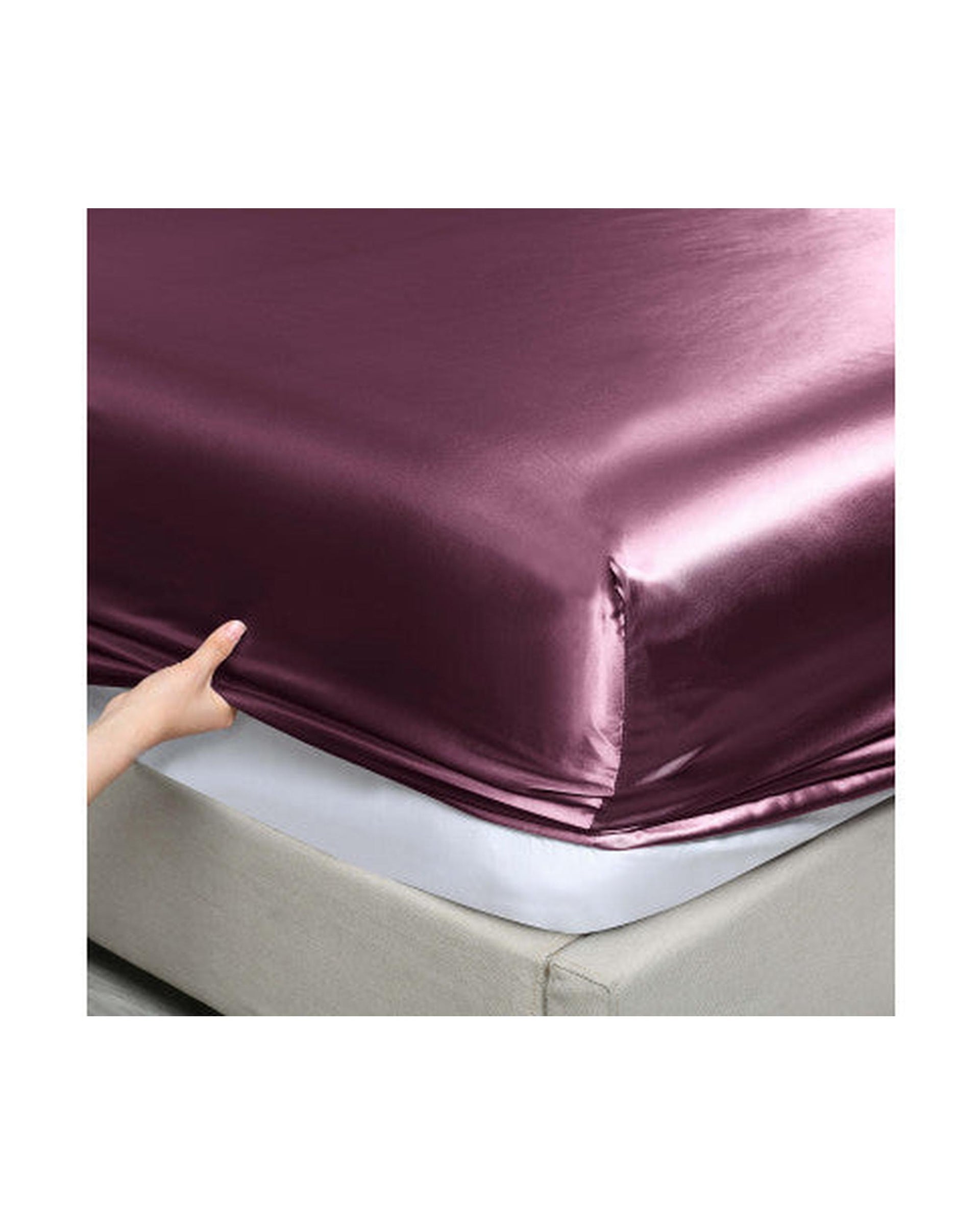 Royal Comfort Satin Sheet Set 3 Piece Fitted Flat Sheet Pillowcases - Malaga Wine Royal Comfort