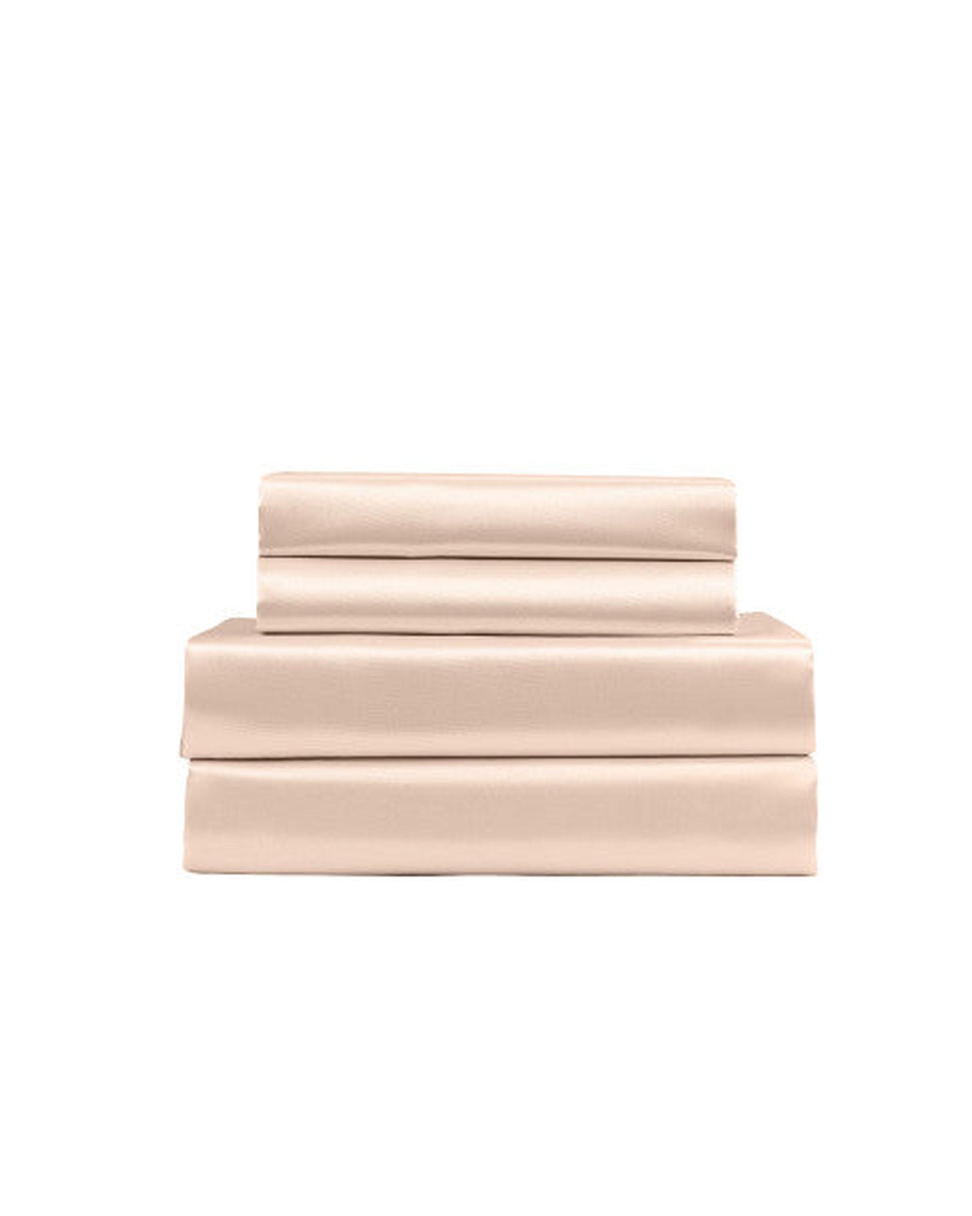 Royal Comfort Satin Sheet Set 4 Piece Fitted Flat Sheet Pillowcases - Champagne Pink Royal Comfort