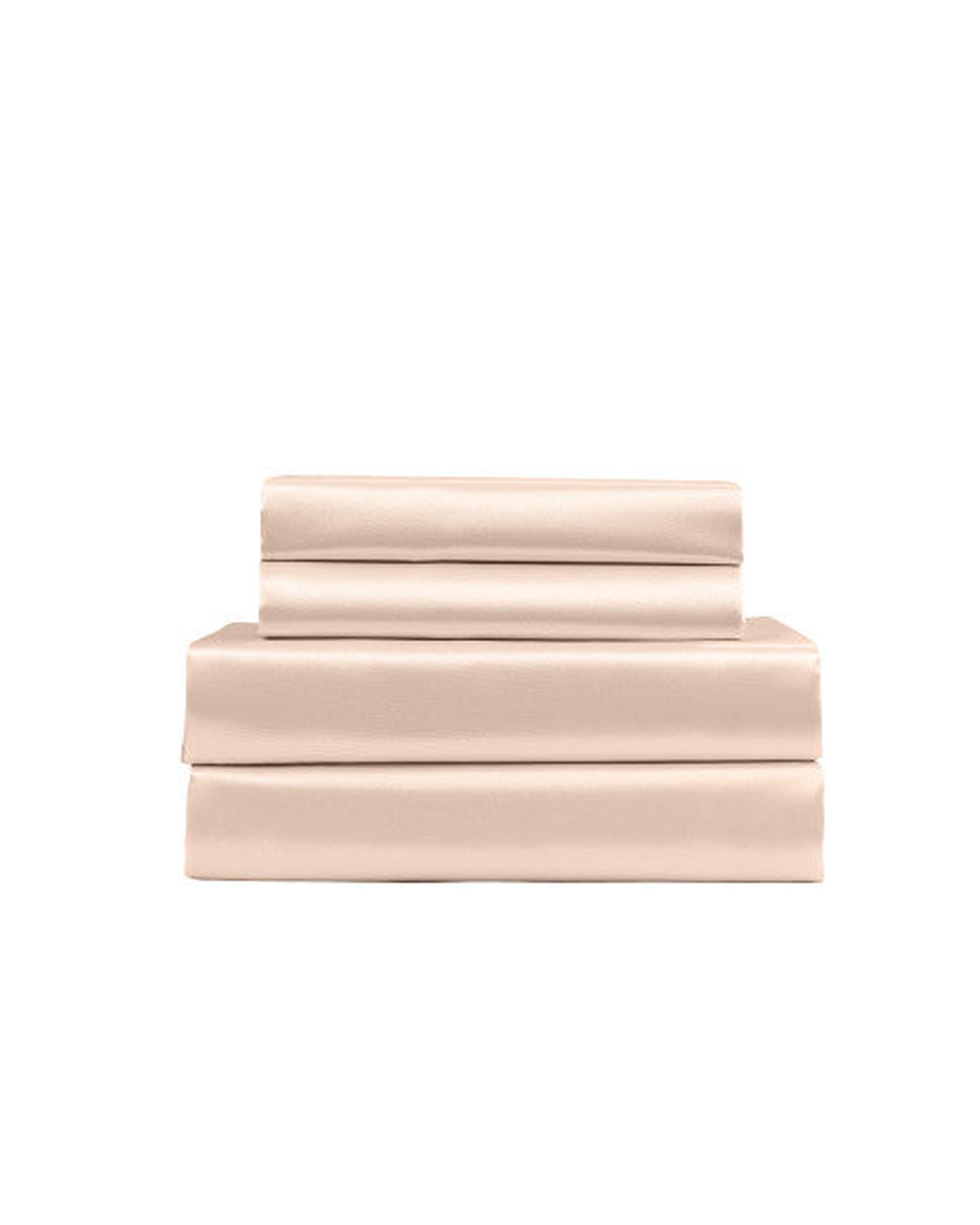 Royal Comfort Satin Sheet Set 4 Piece Fitted Flat Sheet Pillowcases - Champagne Pink Royal Comfort