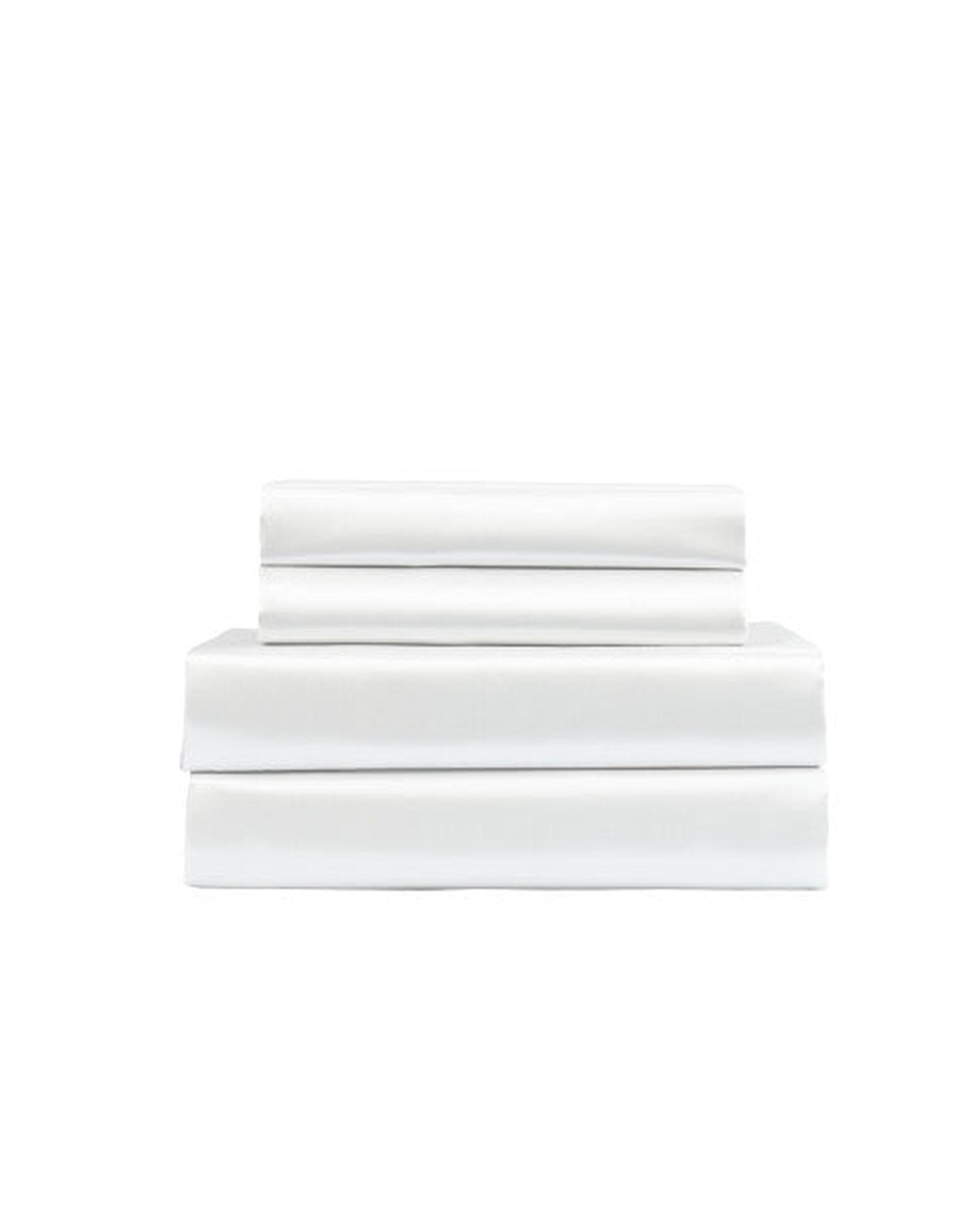 Royal Comfort Satin Sheet Set 4 Piece Fitted Flat Sheet Pillowcases - White Royal Comfort