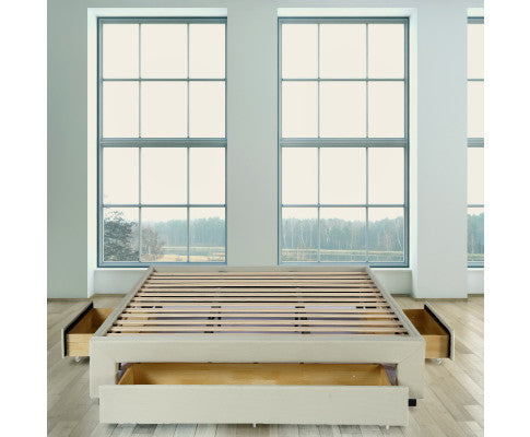 Palermo Bed Base with Drawers Upholstered Fabric Wood Cream Milano Decor