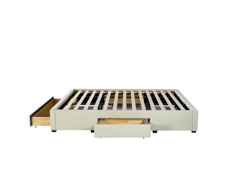 Palermo Bed Base with Drawers Upholstered Fabric Wood Cream Milano Decor