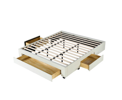 Palermo Bed Base with Drawers Upholstered Fabric Wood Cream Milano Decor