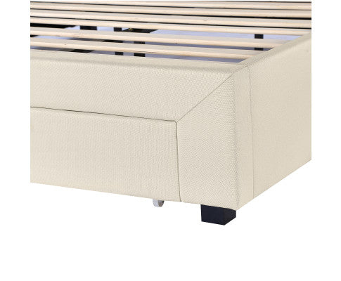 Palermo Bed Base with Drawers Upholstered Fabric Wood Cream Milano Decor