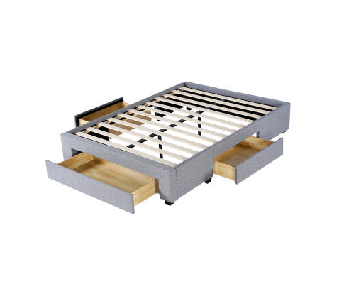 Palermo Bed Base with Drawers Upholstered Fabric Wood Grey Milano Decor