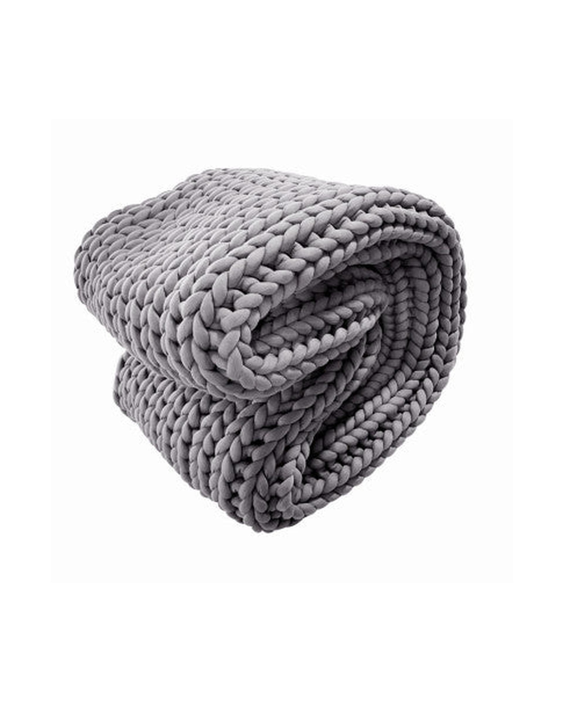 Royal Comfort Chunky Hand Knit Thick Weighted Blanket 6.3KG 203cm x 153cm - Grey Royal Comfort