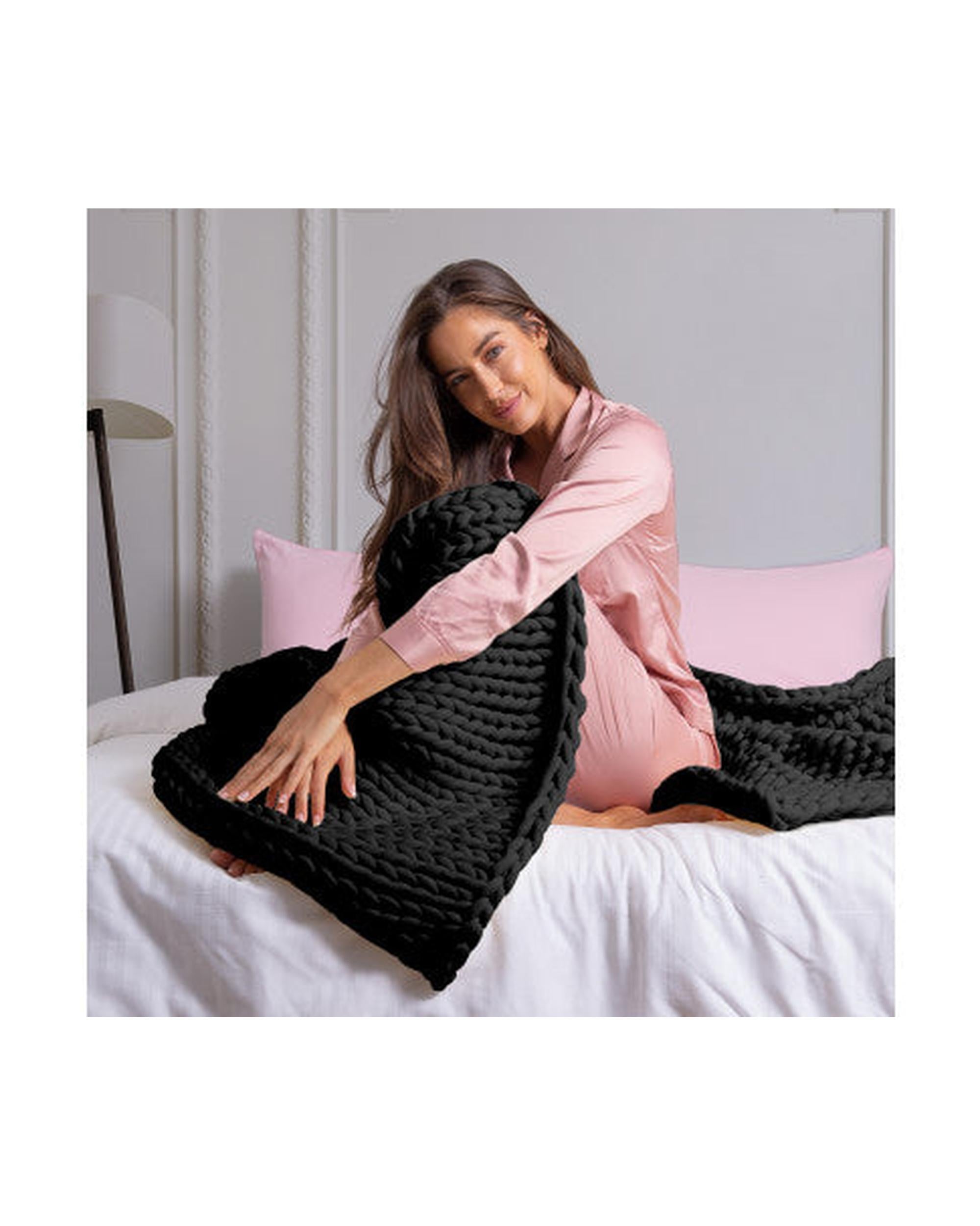 Royal Comfort Chunky Hand Knit Thick Weighted Blanket 6.3KG 203cm x 153cm - Charcoal Royal Comfort